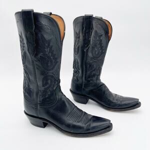 Lucchese 1883 N4501 Women’s 7.5 Black Burnished Buffalo Snip Toe Cowgirl Boots